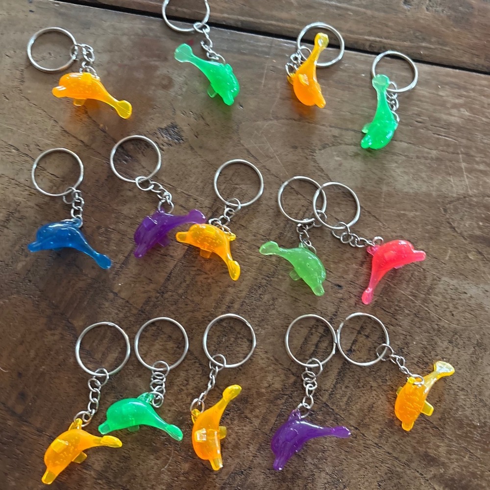 14 Translucent Dolphin Keychains Colorful Resin Bag Charms Y2KStyle Party Favors